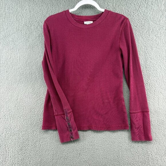 Sundance Thermal Long Sleeve Top Magenta Velvet Cuff Detail Boho Size M - Picture 1 of 10
